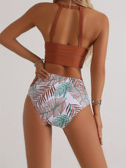 Leaf Print High Waist Bikini Sets Beach Bathing Suit