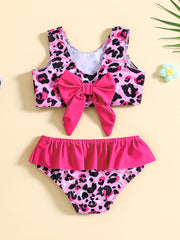 Baby Girls Leopard Print Bikini Set Halter Top Bottoms Swimsuit