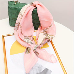 65cm Chiffon Scarf Print Thin Neckerchief Classic Travel Head Wrap Hair