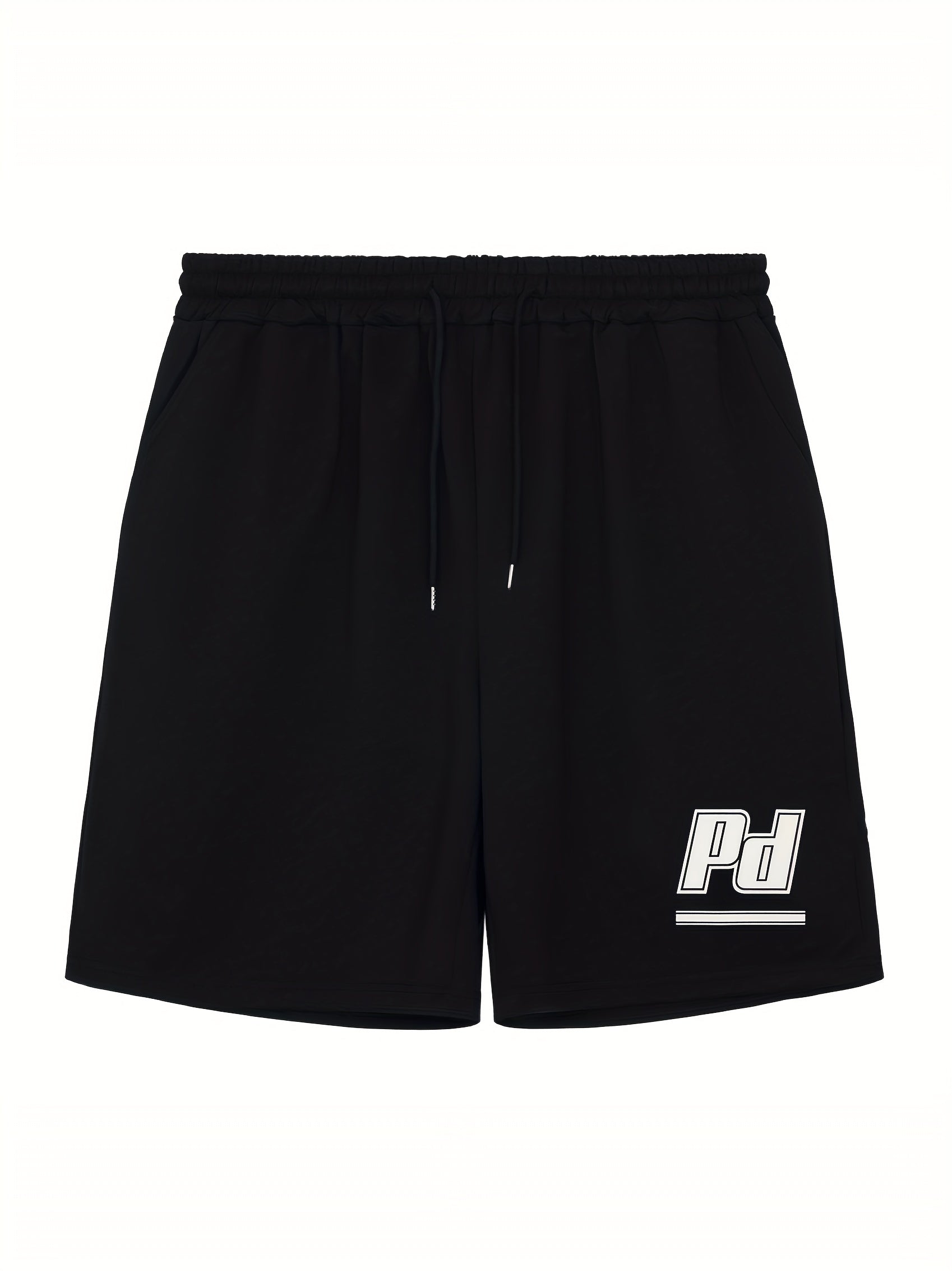 Men's Letter Print Drawstring Shorts Active Stretch Breathable Moisture Wicking