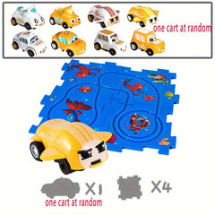 Rail Car Puzzle DIY Assembly Track Mosaic Map City Ocean Space Theme Puzzle