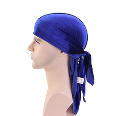 Velvet Durag Breathable Bandana Long Tail Pirate Hat Winter Biker Headwraps