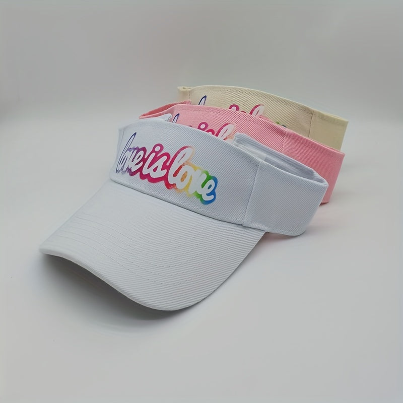 Sunscreen Sunshade Breathable Visor Hat With Love Is Love Pattern