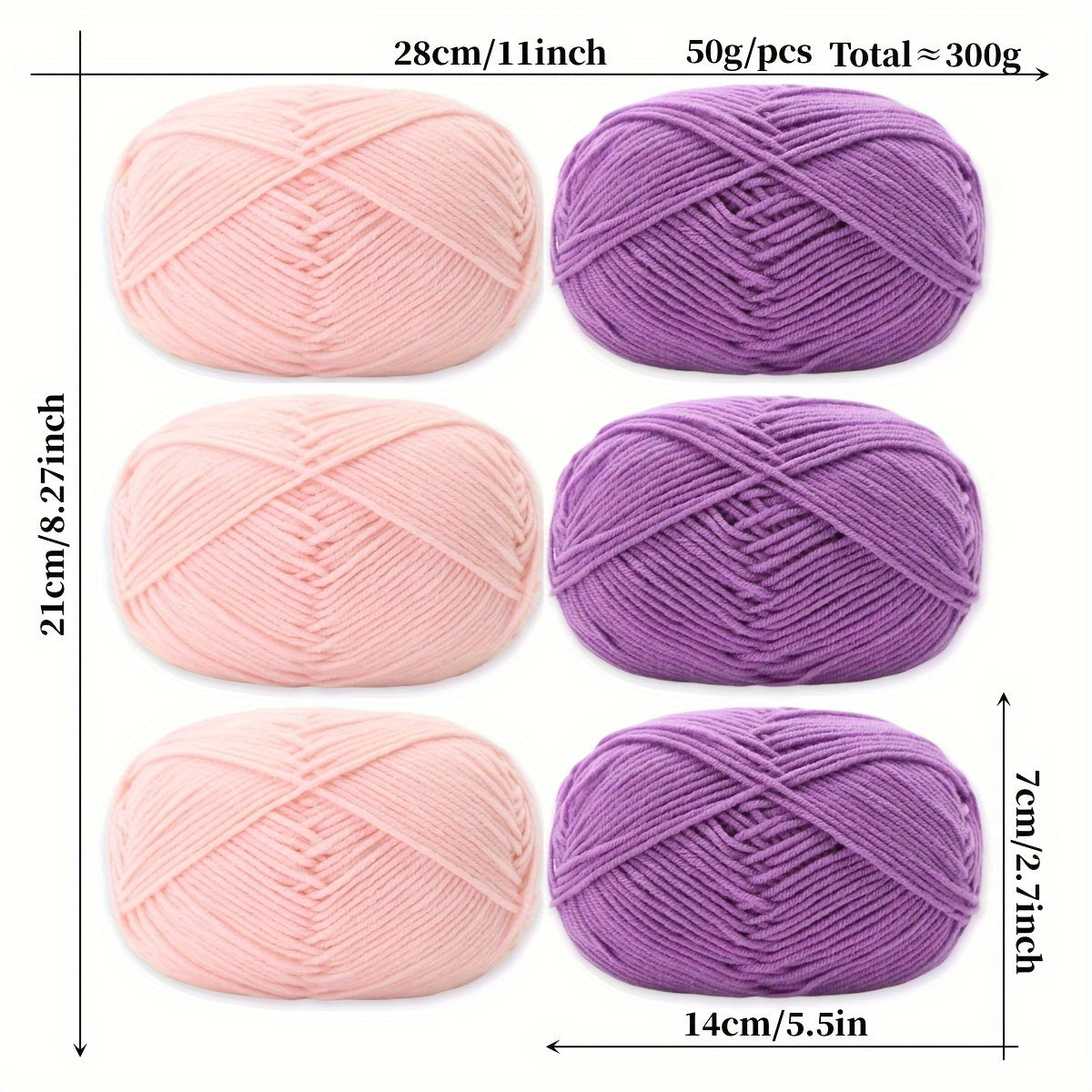 6pcs 4 Medium Worsted Crochet Yarn 100% Acrylic Soft Yarn DIY Knitting 50g