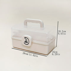 3-Layer Medicine Storage Box with Handle & Lid Large Durable Plastic Basket