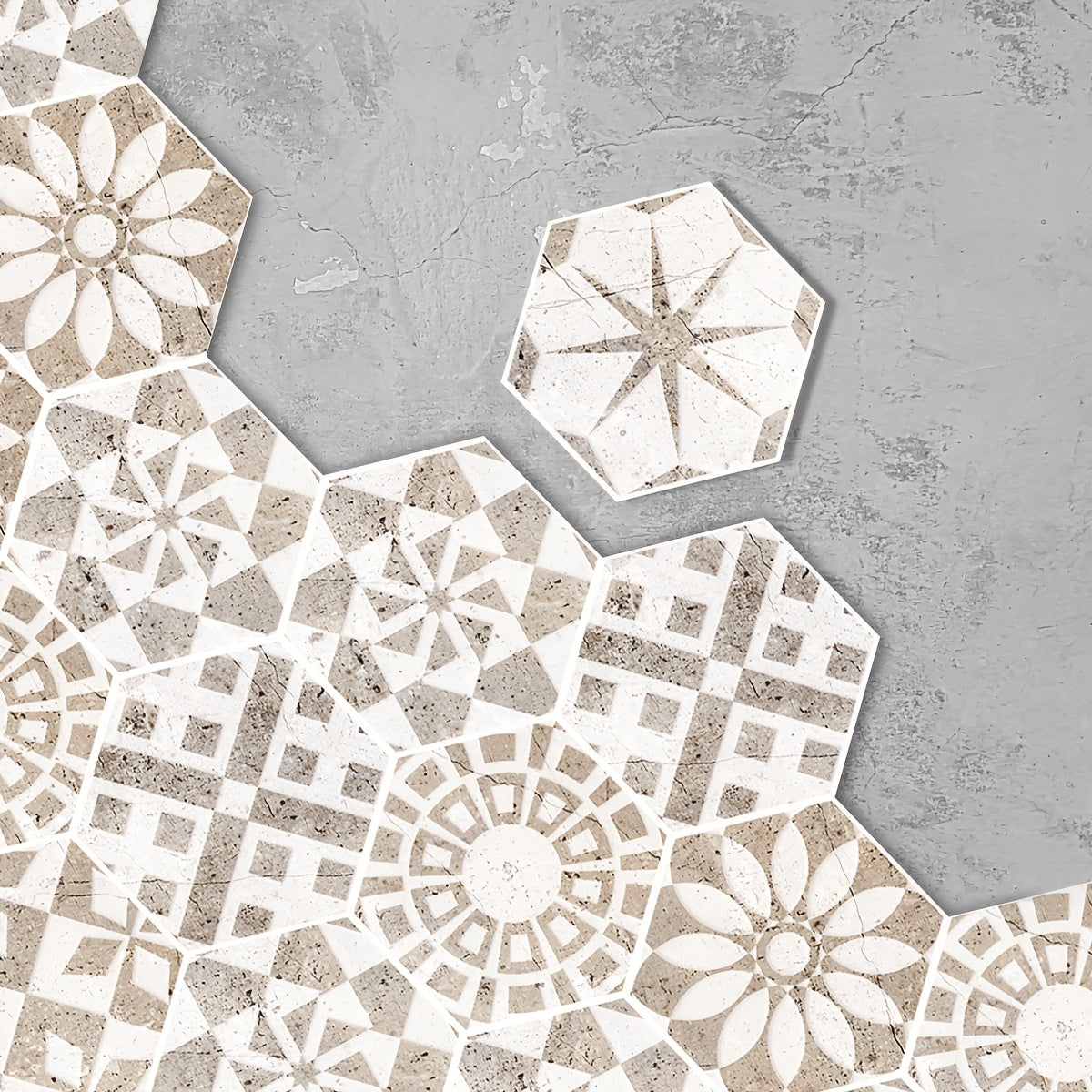 11pcs Noble Printed Hexagonal Floor Stickers Waterproof Non-slip Home Decoration