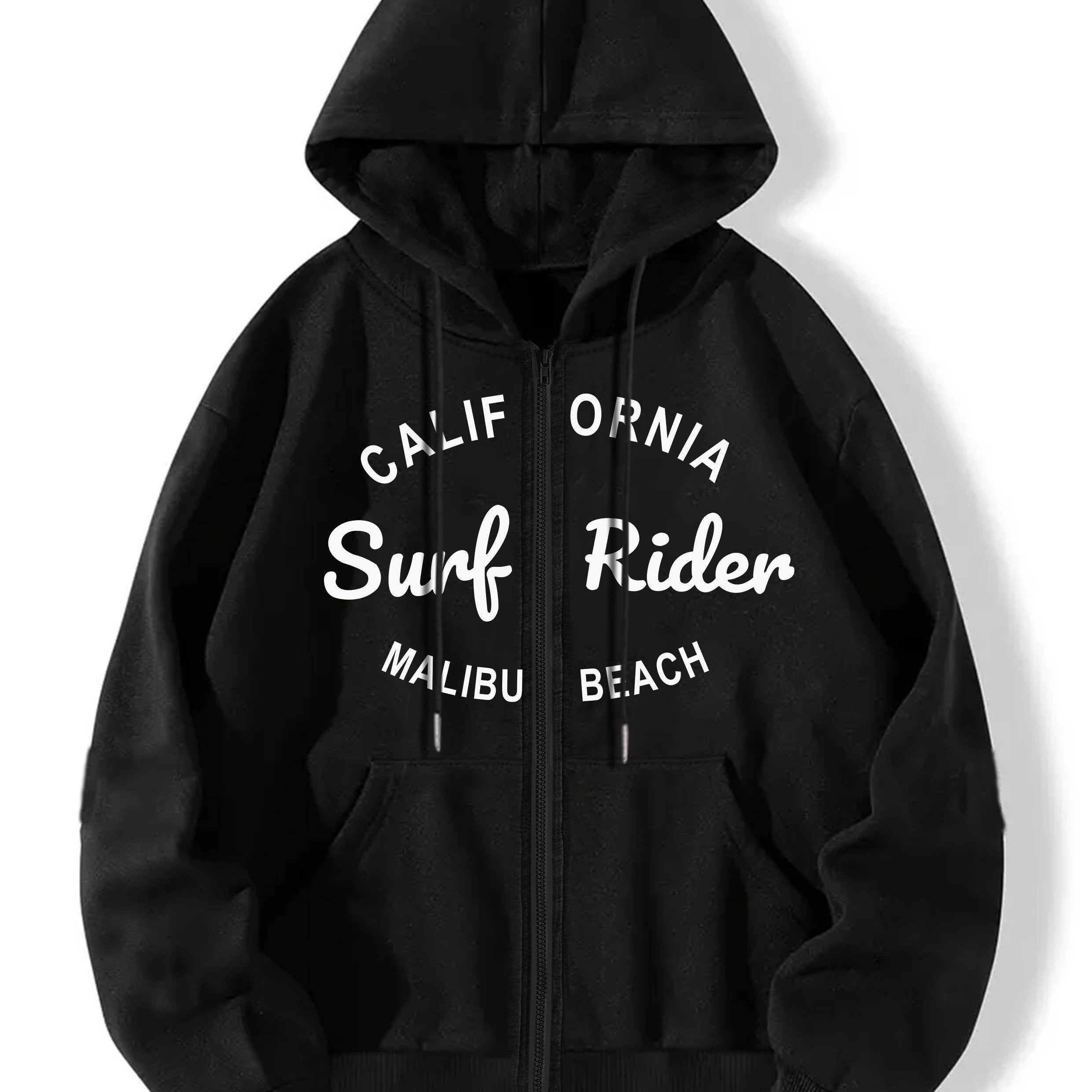 Casual Sports Hooded Sweatshirt Zipper Drawstring Hoodie