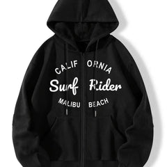 Casual Sports Hooded Sweatshirt Zipper Drawstring Hoodie