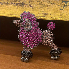 Pink Stone Poodle Brooch For Men