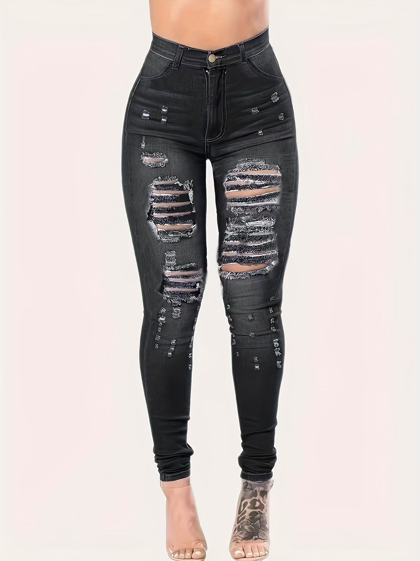High Rise Ripped Skinny Jeans