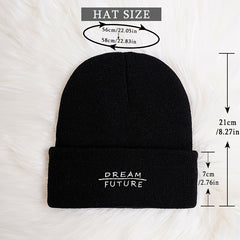 Women's Embroidery Knit Beanie Hat Winter Soft Skull Cap Unisex Year Gift