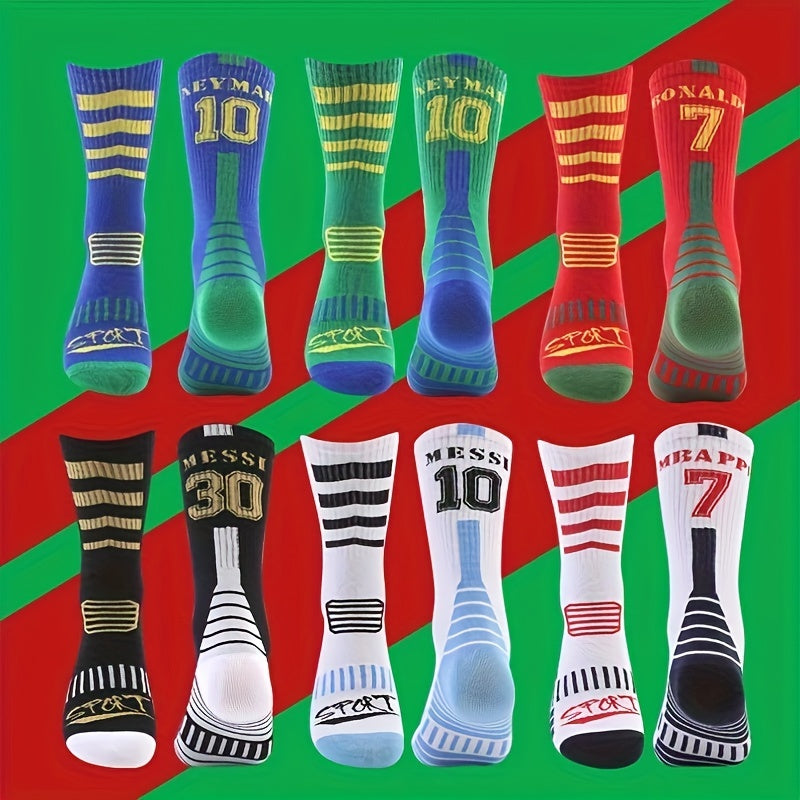 2pairs Mid-Calf Football Socks Sweat Absorbing Wear Resistant