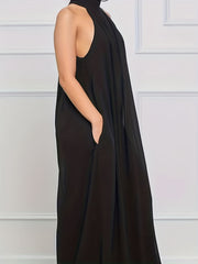 Wide Leg Jumpsuit Halter Neck Pockets