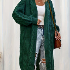 Casual Cardigan Women's Plus Solid Long Sleeve Open Front High Stretch