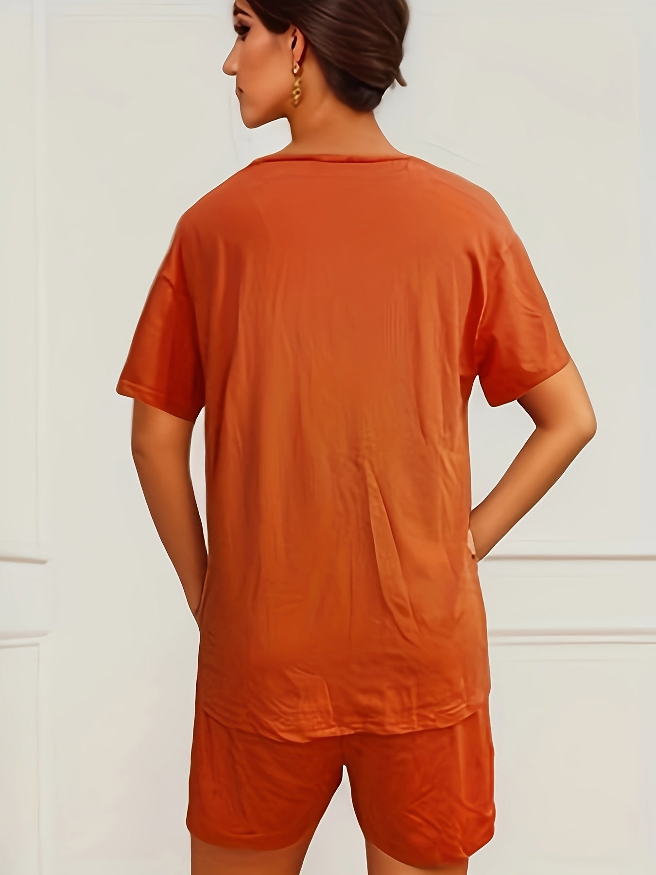 Casual Two piece Set Crew Neck Short Sleeve Tee & Shorts