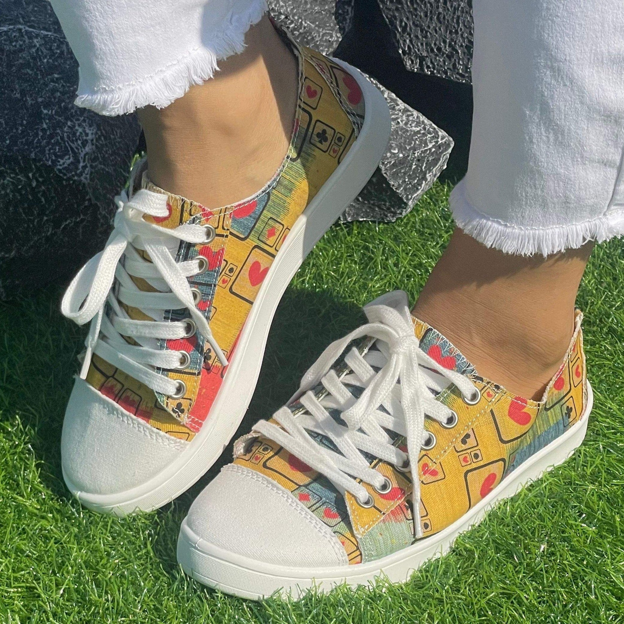 Poker Card Pattern Flat Shoes Women's Casual Lightweight Soft Walking Shoes