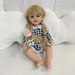 55 88 Cm Soft Full Body Enamel Reborn Doll Long Hair for Girl