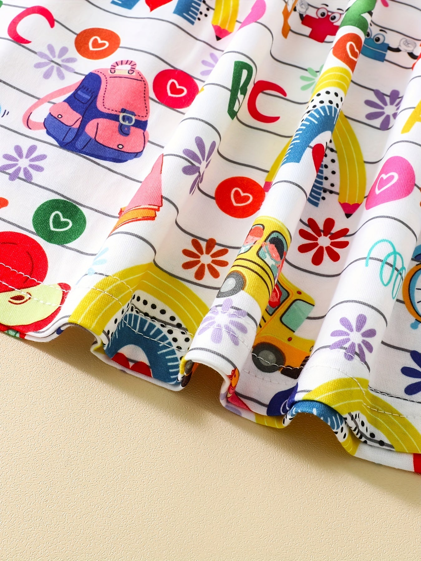 Girls School Print Casual Summer Dress