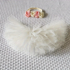 Ivory Ballet Tutu Skirt & Headband Set for Girls