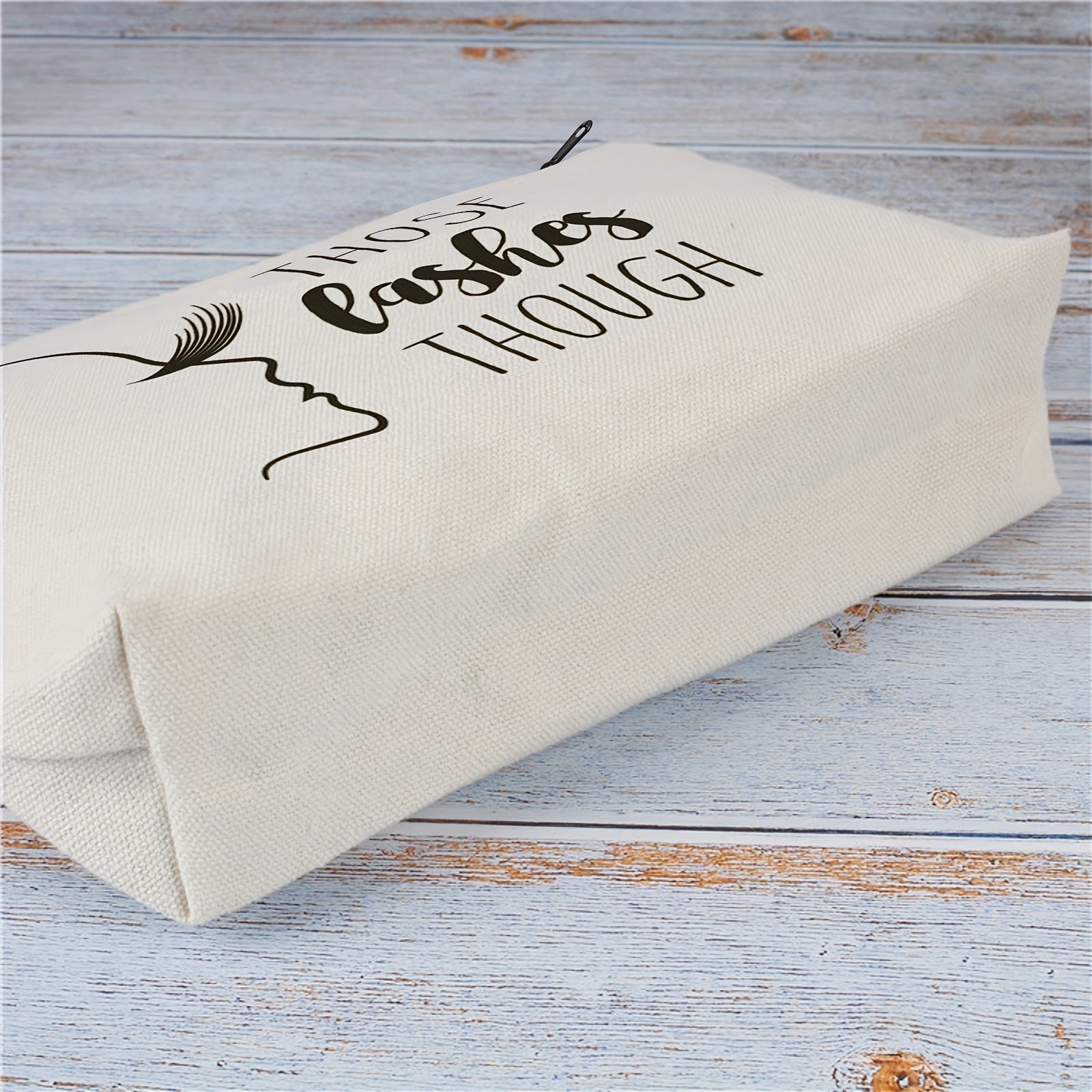 Letter & Lashes Pattern Cosmetic Bag Travel Make Up Pouch Zipper Cosmetic Pouch