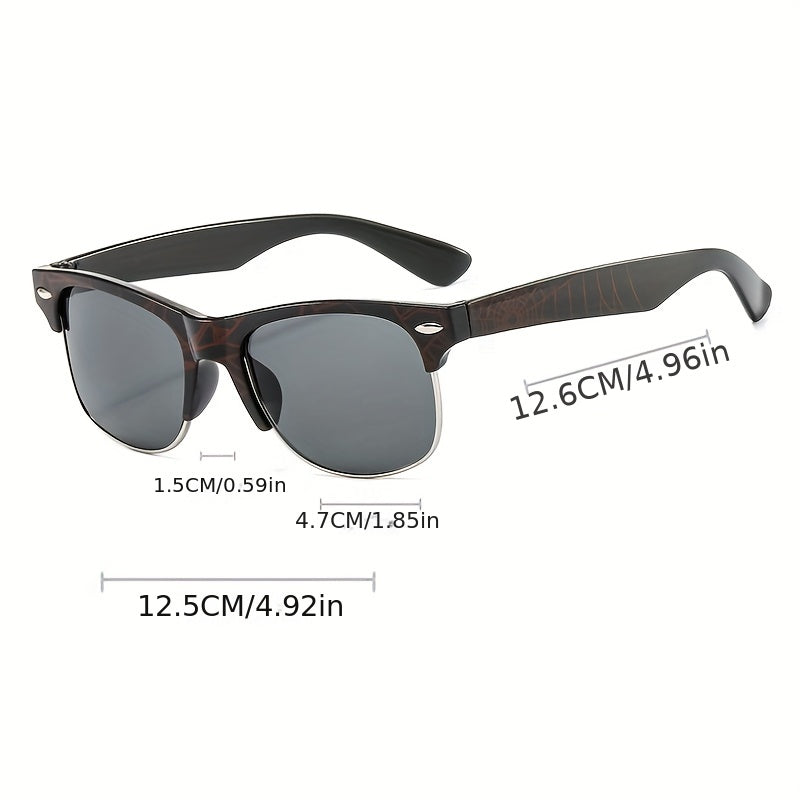 Retro Half Frame Metal Sun Glasses Mixed Decorative Outdoor Shades