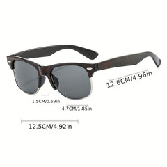 Retro Half Frame Metal Sun Glasses Mixed Decorative Outdoor Shades