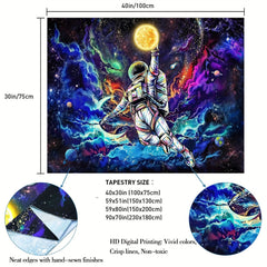 Blacklight Astronaut Space Tapestry UV Reactive Glow Dark Tapestries