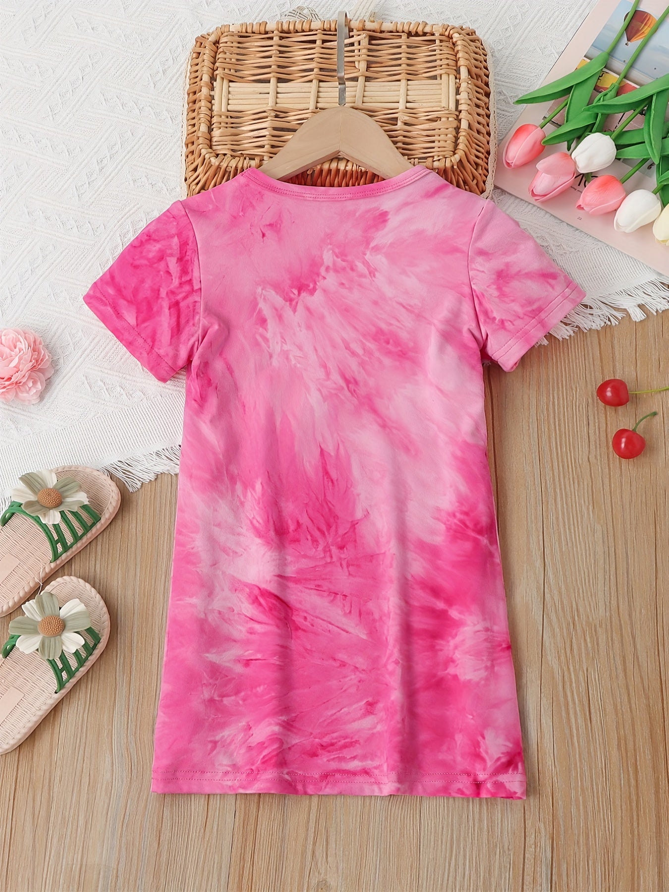 Girls Tie Dye Short Sleeve T-shirt Dress for Summer