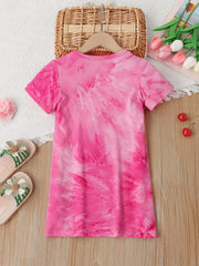 Girls Tie Dye Short Sleeve T-shirt Dress for Summer