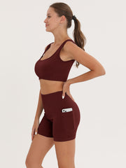 Ribbed Crop Top & High Waist Butt Lifting Shorts Set