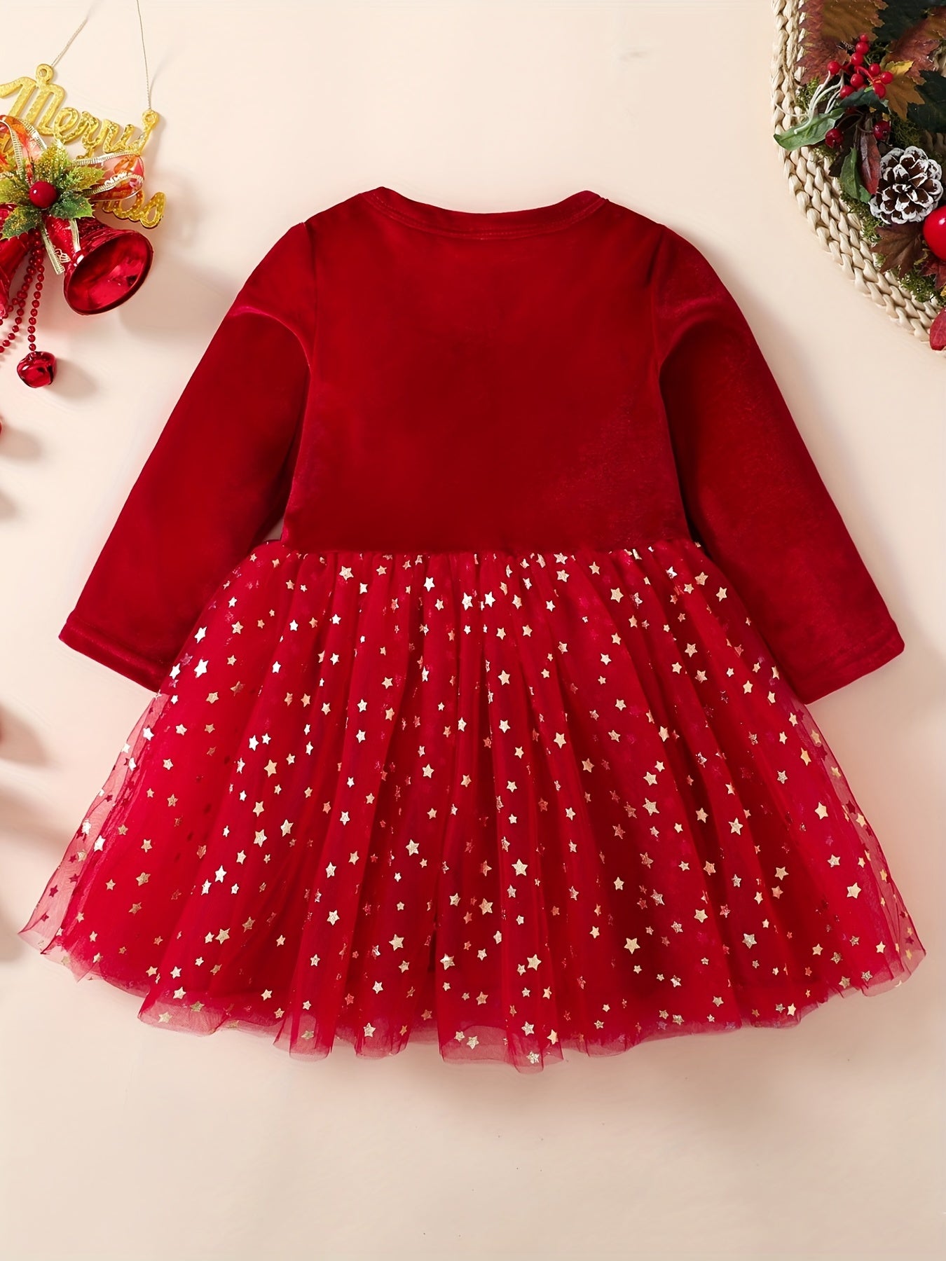 Toddler Girls Christmas Outfit Long Sleeve Tutu Dress
