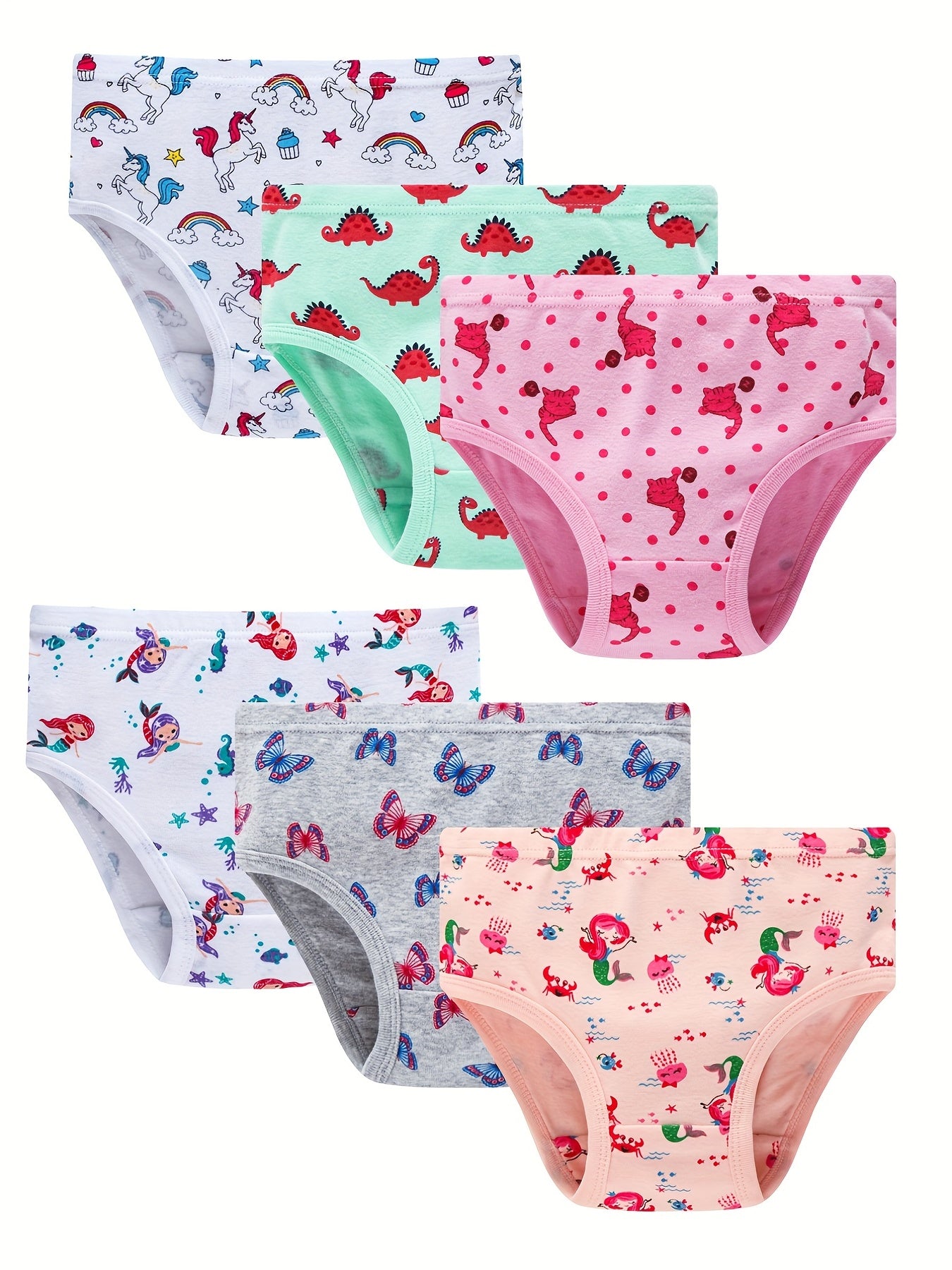 6pcs Baby Soft Cotton Underwear Little Girls'Briefs Toddler Panties