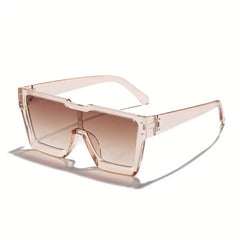 Stylish Square Oversize Frame Sunglasses One Piece Lens Vintage Ladies