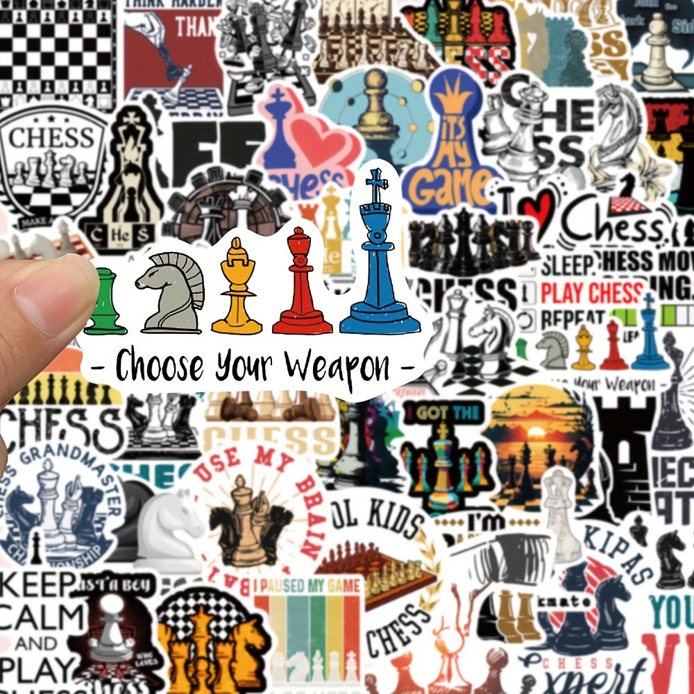 50pcs Cartoon Chessboard Stickers Creative Graffiti for Phone Cases & Suitcases