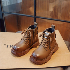 Boys Lace Up Zipper Boots Non Slip Comfortable