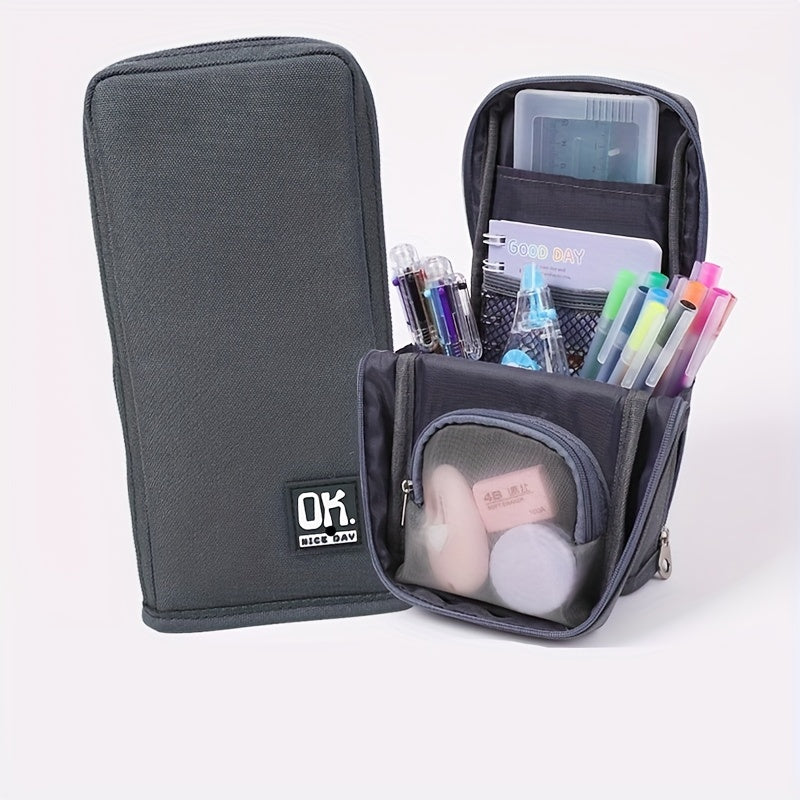 Canvas Standing Pencil Bag, Female High Beauty Pencil Box