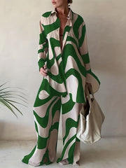 Abstract Stripe Print Two Piece Set
