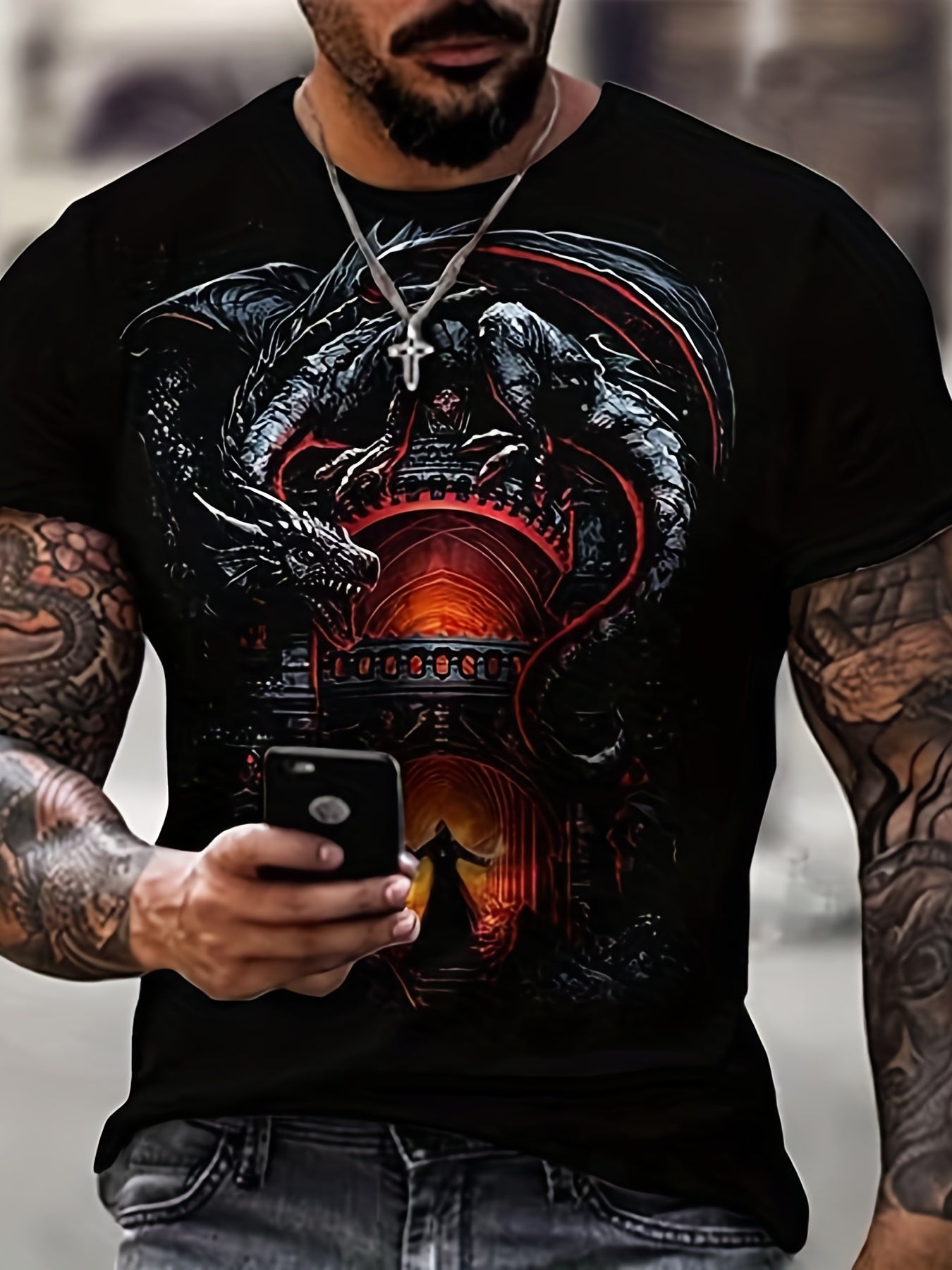 Dragon 3D Print Men's Graphic T Shirt Comfortable Tee for Summer
