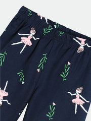 2pcs Toddler Girls Cotton Pajamas Set with Ballerina Graphic Tee & Floral Shorts