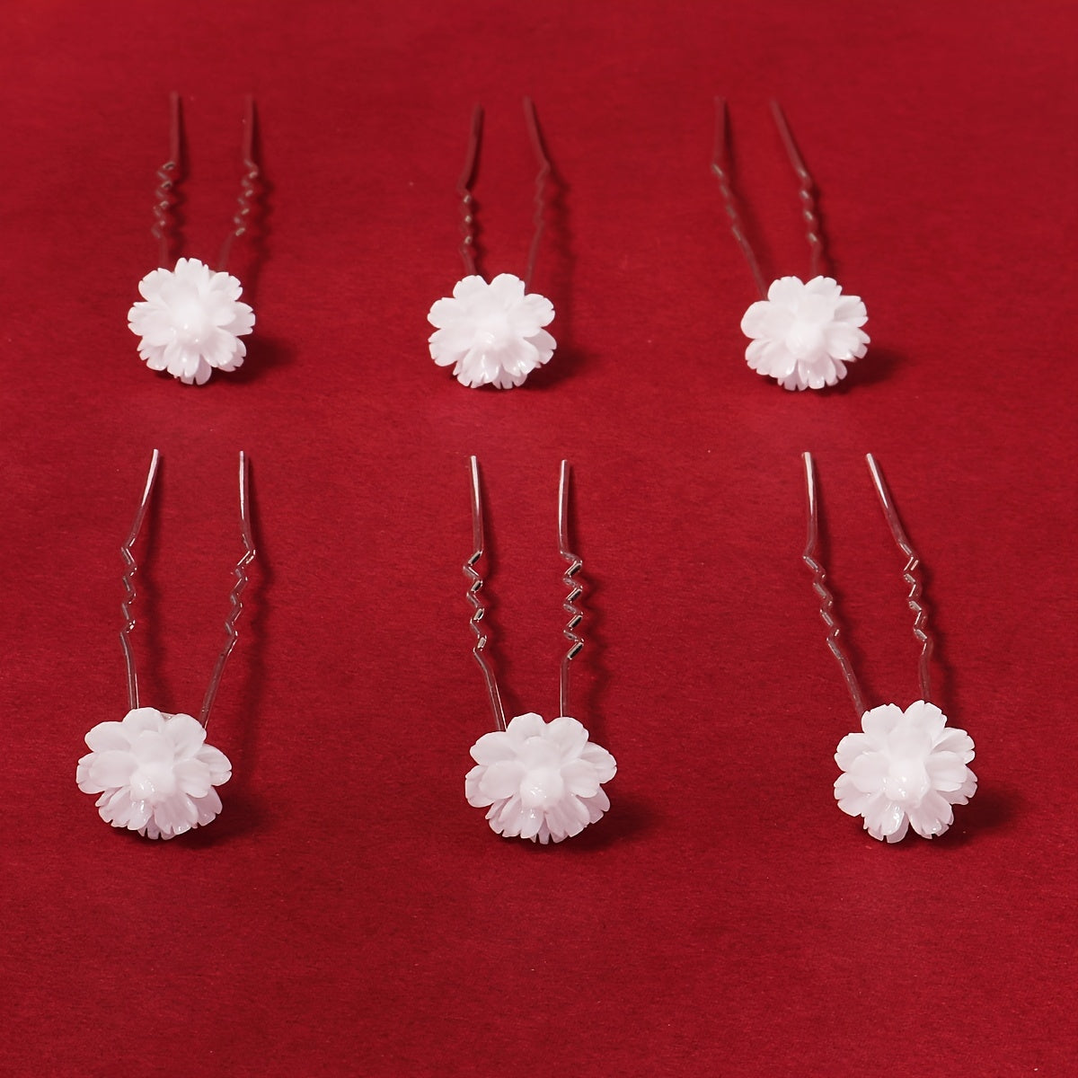6pcs Rose Headdress Banquet Party Hair Pin And Flower U shaped Hairpin