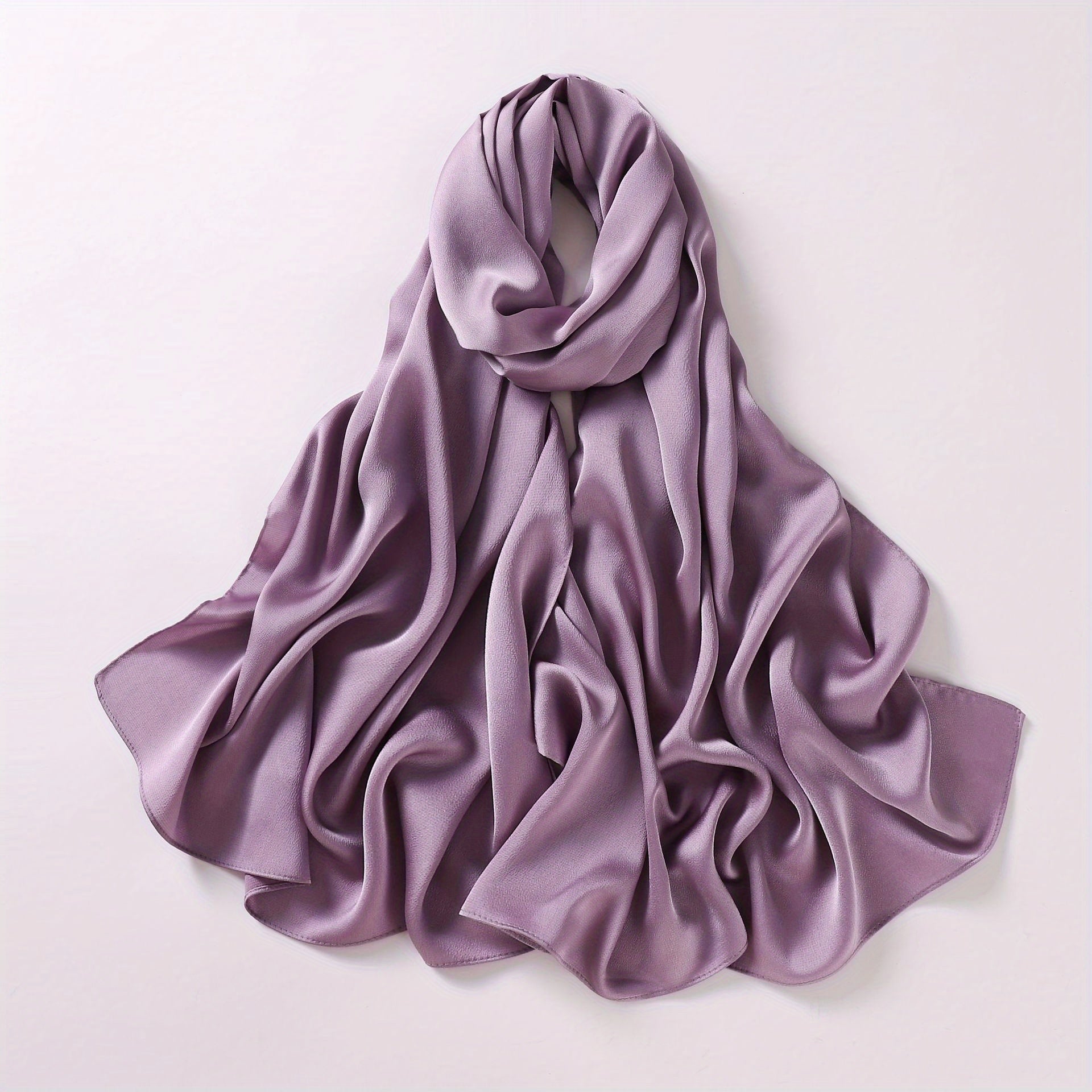 Satin Hijab Solid Scarf Shawl Windproof Head Wrap Women Turban Bandana