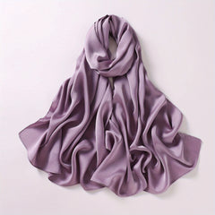 Satin Hijab Solid Scarf Shawl Windproof Head Wrap Women Turban Bandana