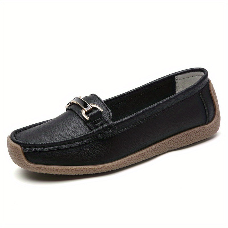 Women's Metal Decor Loafers Slip On Shoes Walking Shoes