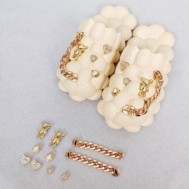 10pcs Golden Shoe Accessories Set