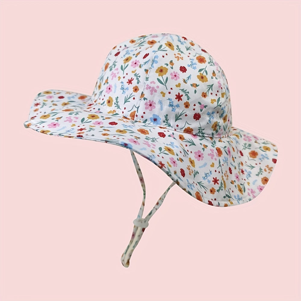 Baby Girls Sun Hat Adjustable Wide Brim Beach Hat Sun Protection