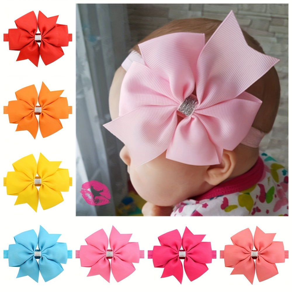 4pcs Girls Bowknot Elastic Headband Hair Accessories