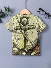 Vintage Anchor Graphic Tee for Boys - Breathable & Stretchy 3D Print Shirt