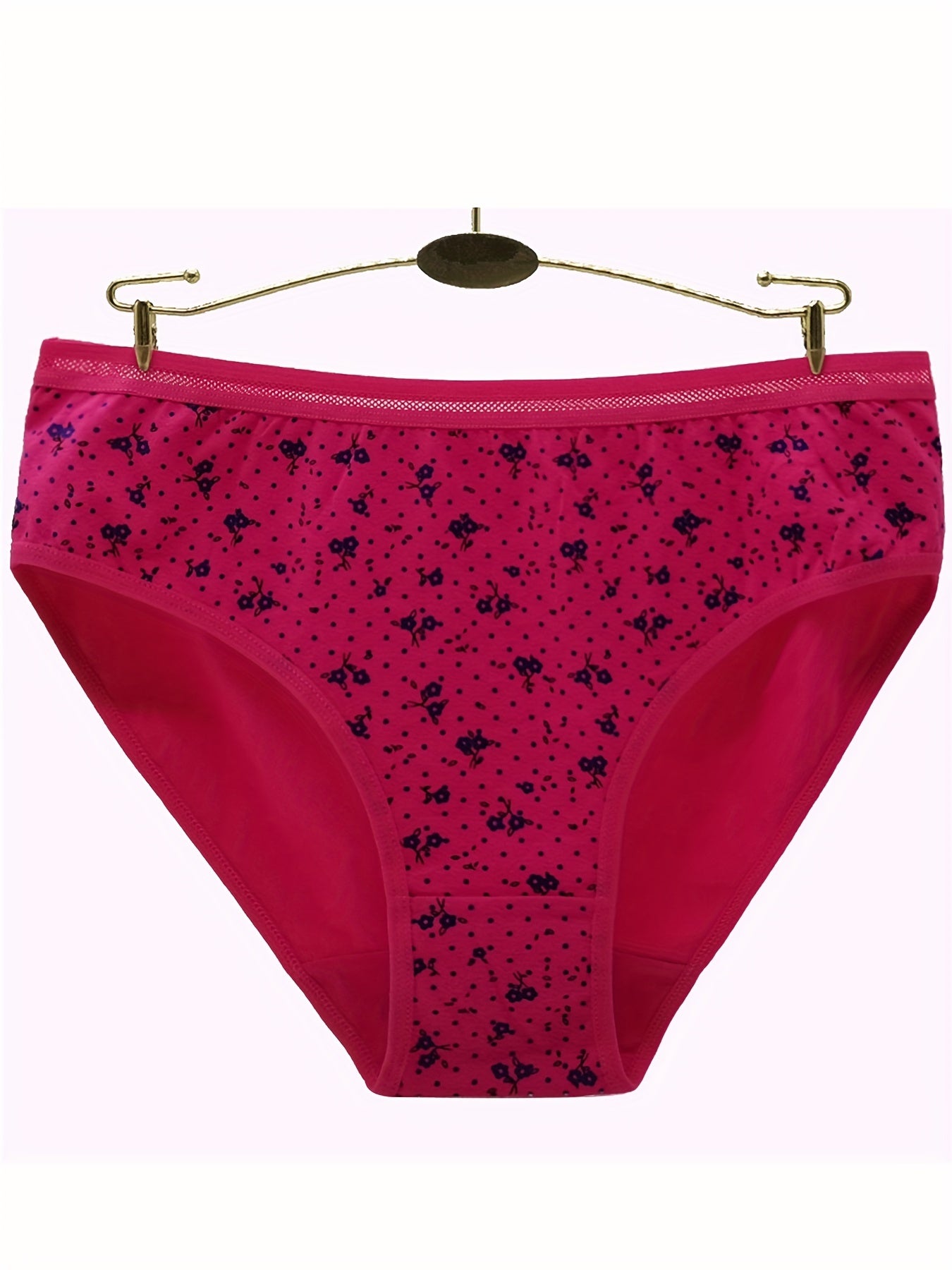 6pcs Floral Print Briefs Stretchy Intimates Panties Women's Lingerie