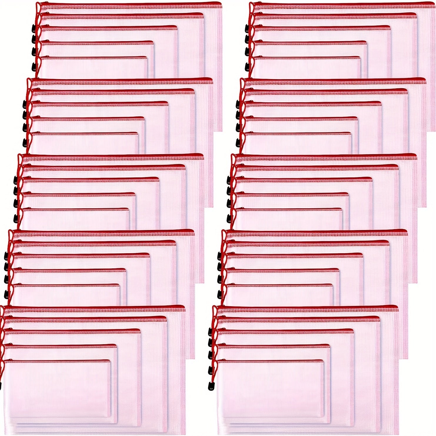 50pcs Mesh Zipper Pouch Waterproof Storage Bags 5 Sizes Travel Pouch