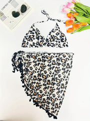 Sexy Leopard Print Bikini Set & Cover Up Skirt